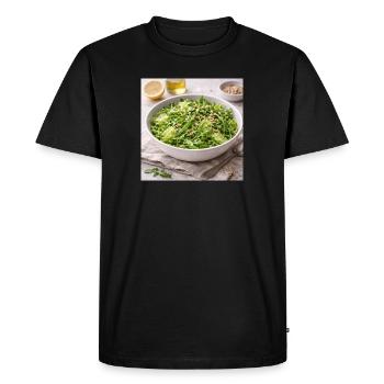 Salade de roquette et de pignons de pin - T-shirt Premium bio Homme - noir - Devant - Nico (187cm)