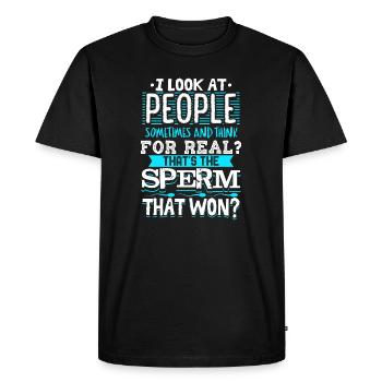 For Real That Was the Sperm That Won Quote Design - Men's Premium Organic T-Shirt - black - Front - Nico (187cm)
