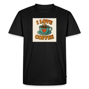 Coffee Love Cup - Men's Premium Organic T-Shirt - black - Front - Nico (187cm)