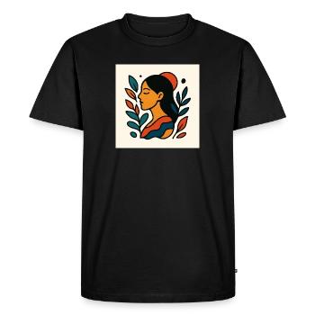 Portrait coloré avec feuillage - T-shirt Premium bio Homme - noir - Devant - Nico (187cm)