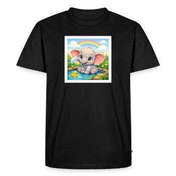 Elli l’Éléphant - T-shirt Premium bio Homme - noir - Devant - Nico (187cm)