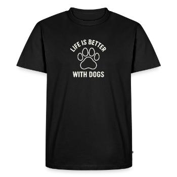 La vie avec un chien : Paw love - T-shirt Premium bio Homme - noir - Devant - Nico (187cm)