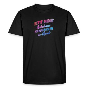 Please don't push, I've got beer in my hand - Men's Premium Organic T-Shirt - black - Front - Nico (187cm)