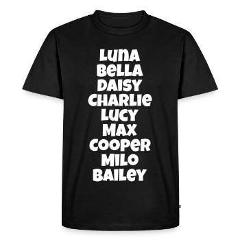 Colorful List of Dog Names Dog Design - Men's Premium Organic T-Shirt - black - Front - Nico (187cm)