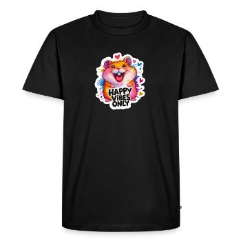 Hamster Happy Vibes Colorful - Men's Premium Organic T-Shirt - black - Front - Nico (187cm)