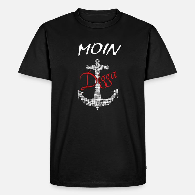 Moin Digga Ankerdesign - Männer Premium Bio T-Shirt - Schwarz
