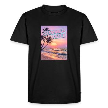 Summer Vibes Retro Sunset Beach - T-shirt Premium bio Homme - noir - Devant - Nico (187cm)
