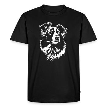 Border Collie Head "Black Edition" - Men's Premium Organic T-Shirt - black - Front - Nico (187cm)
