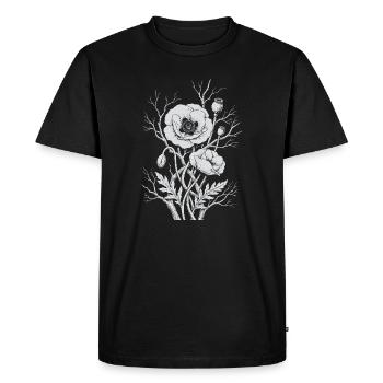 Fleurs de pavot - T-shirt Premium bio Homme - noir - Devant - Nico (187cm)
