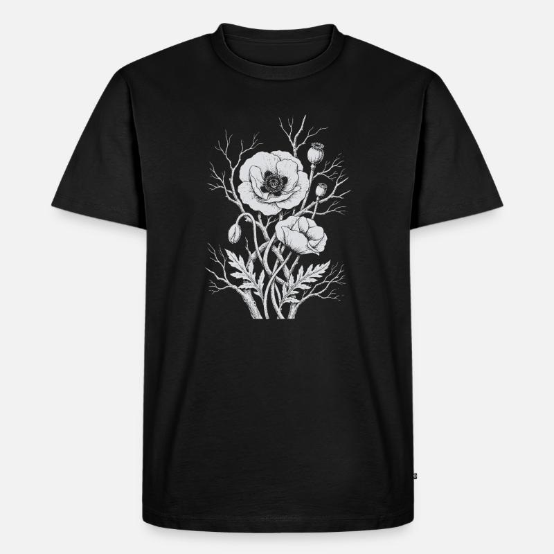 Mohnblumen - Männer Premium Bio T-Shirt - Schwarz