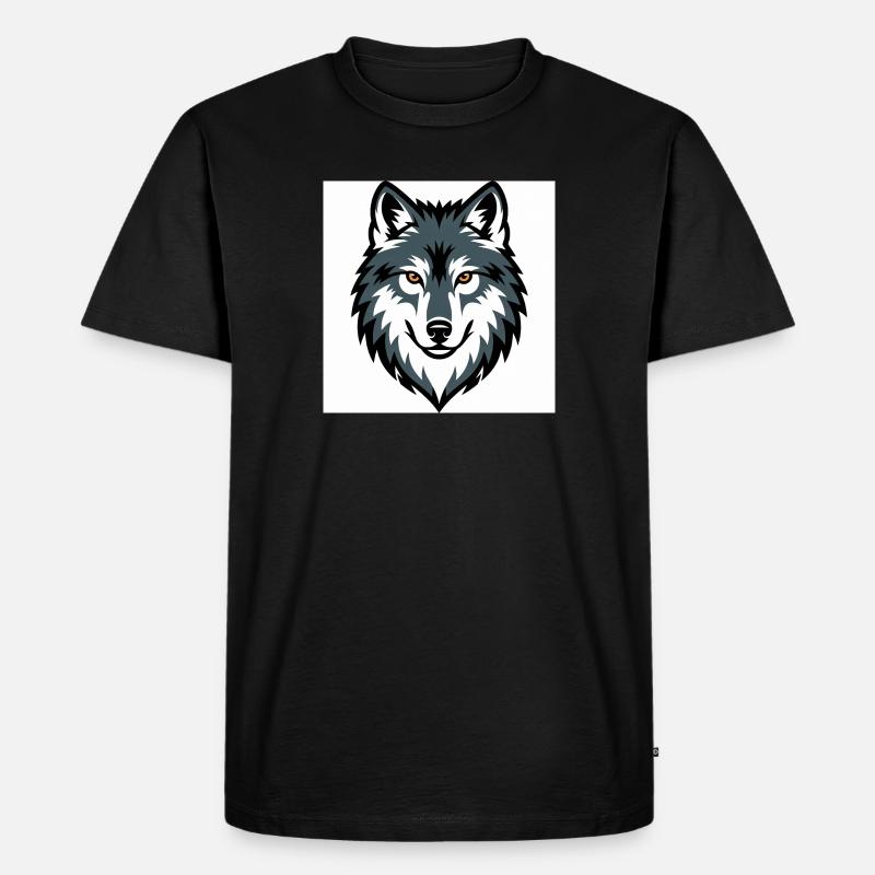Wolf Graphic Emblem - Männer Premium Bio T-Shirt - Schwarz