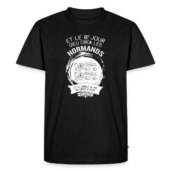 Et Le 8e Jour Dieu Crea Les Normands Et Le Diab... - T-shirt Premium bio Homme - noir - Devant - Nico (187cm)