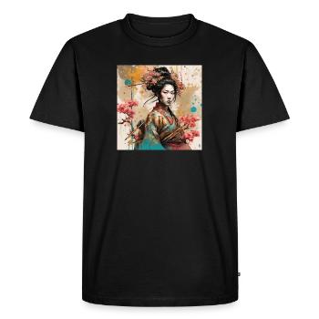 Blossom warrior in ink style Ladysamurai - Men's Premium Organic T-Shirt - black - Front - Nico (187cm)