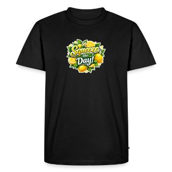 Squeeze the Day Lemon Design - Men's Premium Organic T-Shirt - black - Front - Nico (187cm)