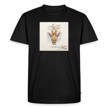Cheerful Giraffe in Watercolor Style – Azzo - Men's Premium Organic T-Shirt - black - Front - Nico (187cm)