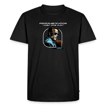 Procrastinator - Men's Premium Organic T-Shirt - black - Front - Nico (187cm)