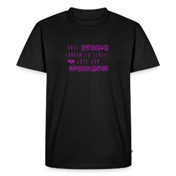 Langues orgasme | Le sexe se gâte en disant cadeau de baiser - T-shirt Premium bio Homme - noir - Devant - Nico (187cm)