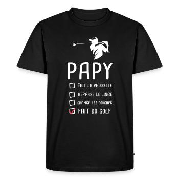 Papy golfeur papi golf grand père cadeau drôle - T-shirt Premium bio Homme - noir - Devant - Nico (187cm)