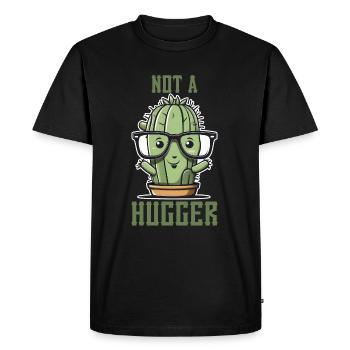 Not A Hugger Sarcastic Funny Cute Cactus - Men's Premium Organic T-Shirt - black - Front - Nico (187cm)