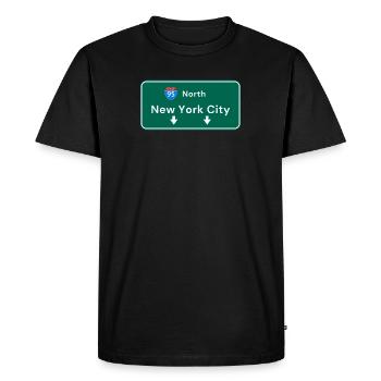 New York City Plaque - Men's Premium Organic T-Shirt - black - Front - Nico (187cm)