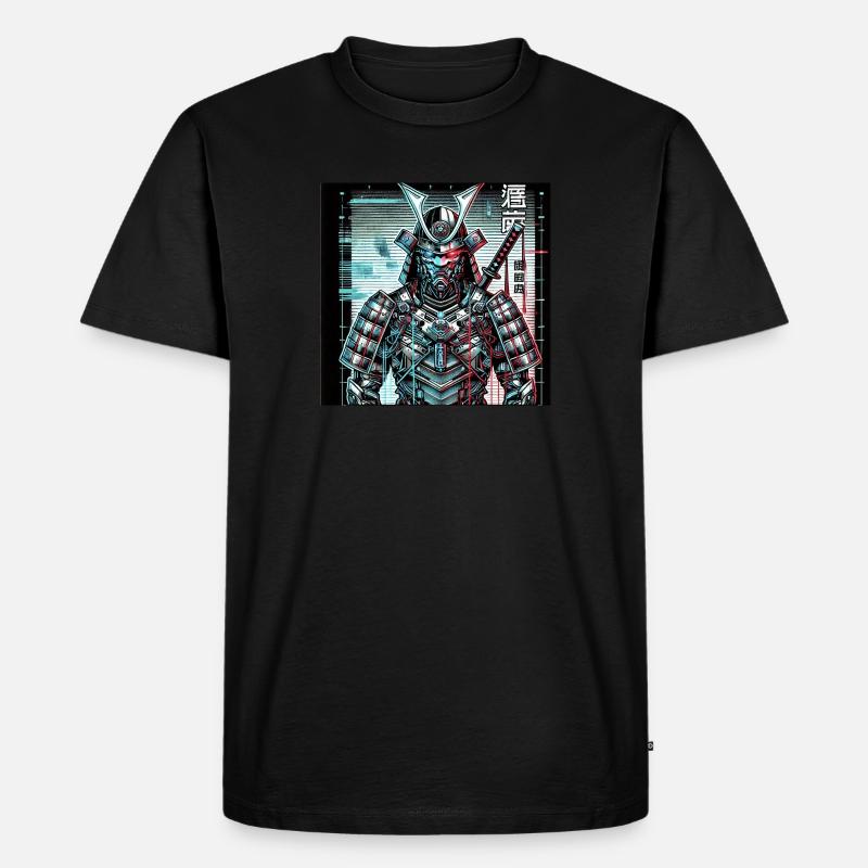 Cyberpunk Samurai – Neon Shadow - Männer Premium Bio T-Shirt - Schwarz