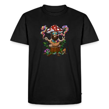 Tie-Dye Hippie Mushroom - Men's Premium Organic T-Shirt - black - Front - Nico (187cm)