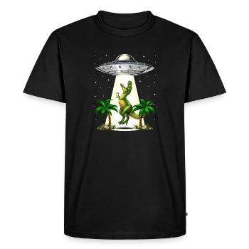 T-Rex Dinosaur Alien Abduction - Men's Premium Organic T-Shirt - black - Front - Nico (187cm)
