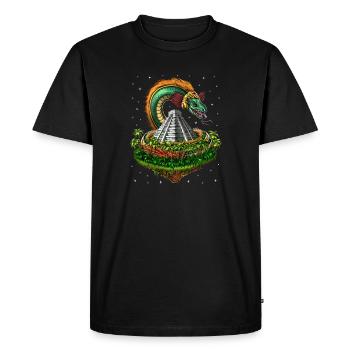Quetzalcoatl Dieu Serpent à plumes aztèque - T-shirt Premium bio Homme - noir - Devant - Nico (187cm)