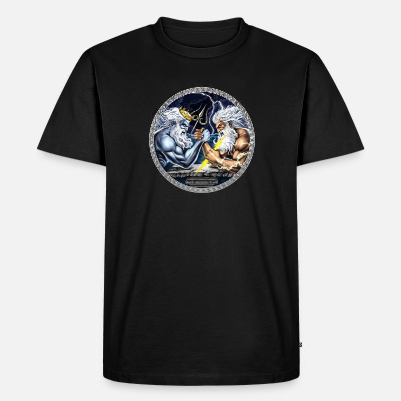 Zeus vs Poseidon Armdrücken - Männer Premium Bio T-Shirt - Schwarz