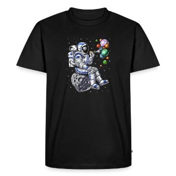 Astronaut Blowing Bubbles - Men's Premium Organic T-Shirt - black - Front - Nico (187cm)