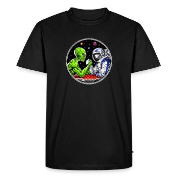 Alien Astronaut Arm Wrestling - Men's Premium Organic T-Shirt - black - Front - Nico (187cm)