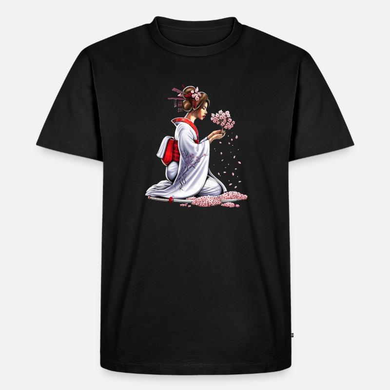 Japanisches Samurai-Mädchen - Männer Premium Bio T-Shirt - Schwarz