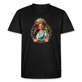 Déesse guerrière aztèque - T-shirt Premium bio Homme - noir - Devant - Nico (187cm)