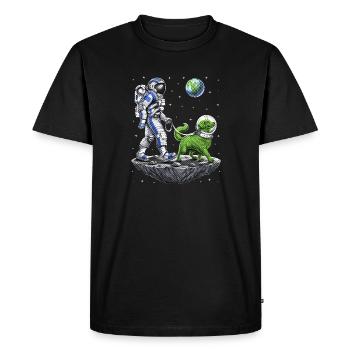 Space Astronaut Walking Alien Dog - Men's Premium Organic T-Shirt - black - Front - Nico (187cm)