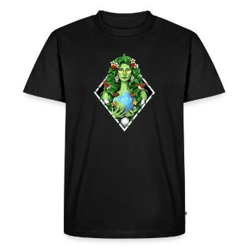 Gaia Mother Earth Goddess - Men's Premium Organic T-Shirt - black - Front - Nico (187cm)