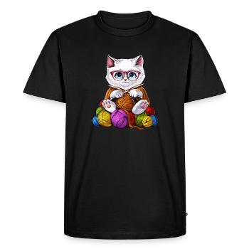 Cat Crocheting - Men's Premium Organic T-Shirt - black - Front - Nico (187cm)