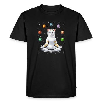 Cat Meditation Yoga - Men's Premium Organic T-Shirt - black - Front - Nico (187cm)