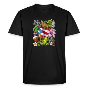 Puerto Rico Boricua Pride - Men's Premium Organic T-Shirt - black - Front - Nico (187cm)