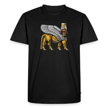 Lamassu Sumerian Winged Bull - Men's Premium Organic T-Shirt - black - Front - Nico (187cm)