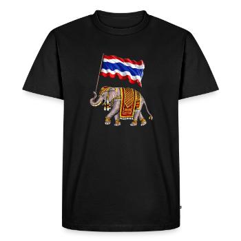 Thailand Elephant Thai Flag - Men's Premium Organic T-Shirt - black - Front - Nico (187cm)