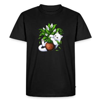Chat et plantes d’intérieur - T-shirt Premium bio Homme - noir - Devant - Nico (187cm)