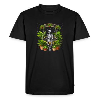 Skeleton Plants Lover - Men's Premium Organic T-Shirt - black - Front - Nico (187cm)