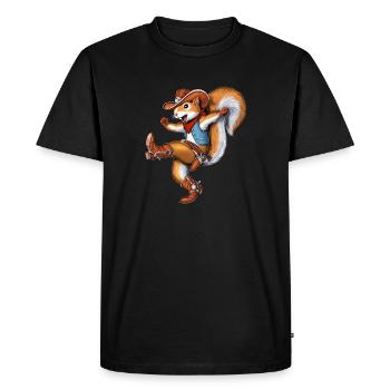 Écureuil Cowboy - T-shirt Premium bio Homme - noir - Devant - Nico (187cm)