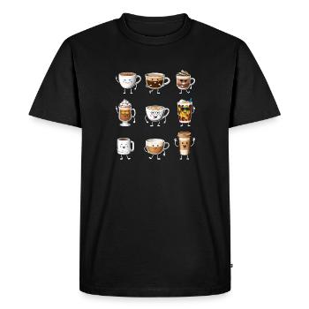 Funny Coffee Cups - Men's Premium Organic T-Shirt - black - Front - Nico (187cm)