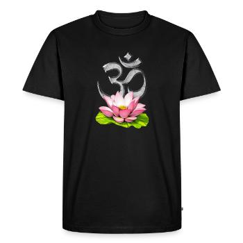 Symbole Om Fleur De Lotus - T-shirt Premium bio Homme - noir - Devant - Nico (187cm)