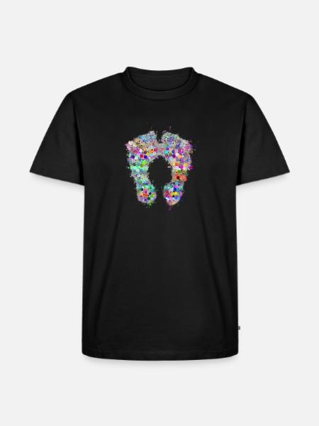Feet footprints brightly glowing - Men's Premium Organic T-Shirt - black