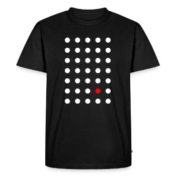 White dot grid with red loner - Men's Premium Organic T-Shirt - black - Front - Nico (187cm)