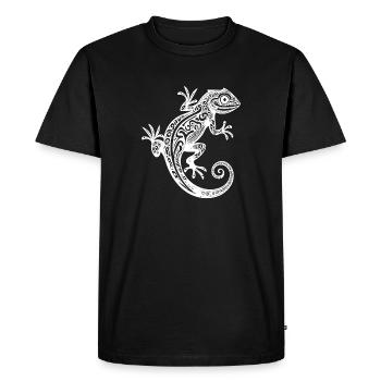 Mignon tatouage tribal gecko sur le mur - T-shirt Premium bio Homme - noir - Devant - Nico (187cm)