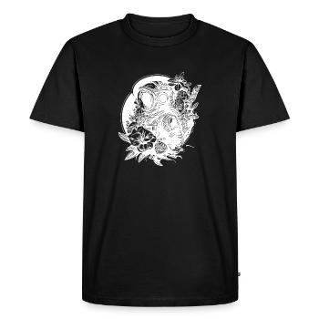 Astronaute avec des fleurs au clair de lune - T-shirt Premium bio Homme - noir - Devant - Nico (187cm)
