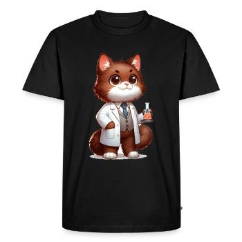 Chat mignon scientifique - T-shirt Premium bio Homme - noir - Devant - Nico (187cm)